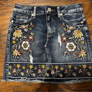 Altar’d State Embroidered Denim Skirt